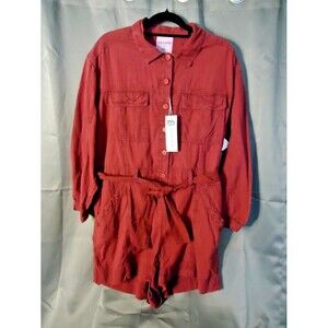 Chelsea DeBoer By Lily & Lottie Lane Romper Belted Long sleeve Burgundy M/L